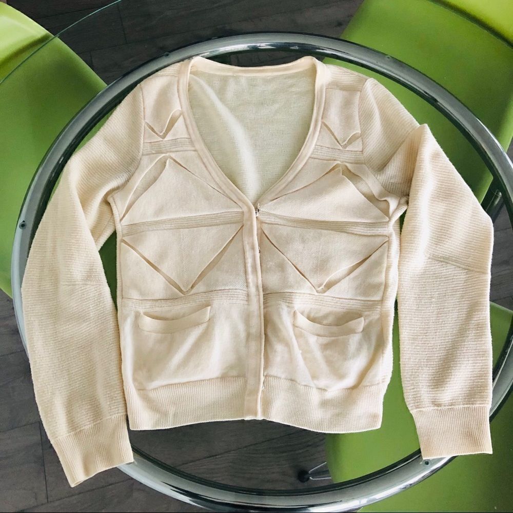 phillip lim  100% wool folded triangle cardigan geometric design
